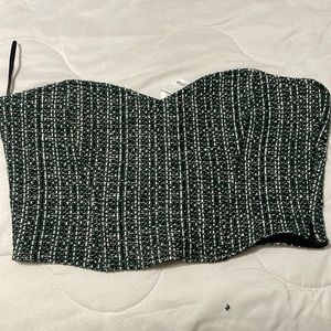 Zara tweed corset top with a sweetheart neckline